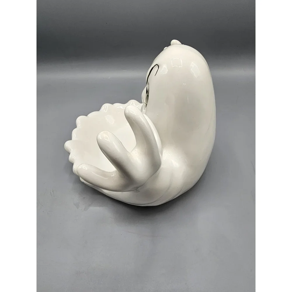 Vintage NCE 1992 Ghost Ceramic Halloween Candy Dish Bowl Boo! Lights Don't Work